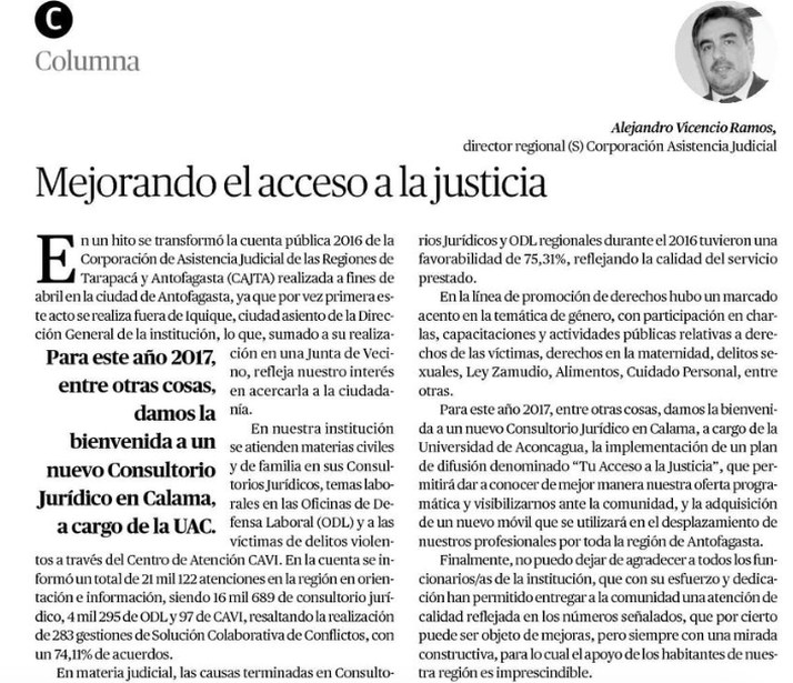 Mejorando el Acceso a la Justicia, Calama