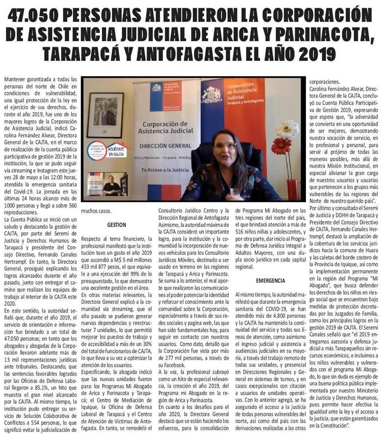 La CAJTA en diario El Longino de Iquique