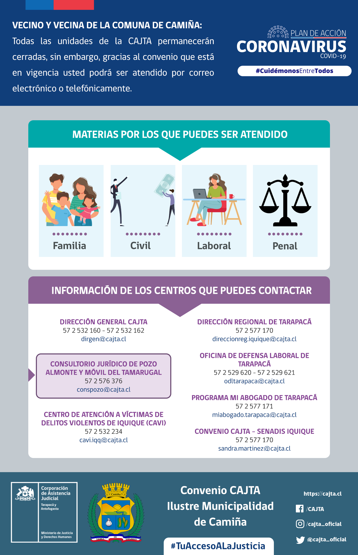 Consultorio Jurídico de Pozo Almonte y Móvil en Radio Agricultura de Camiña