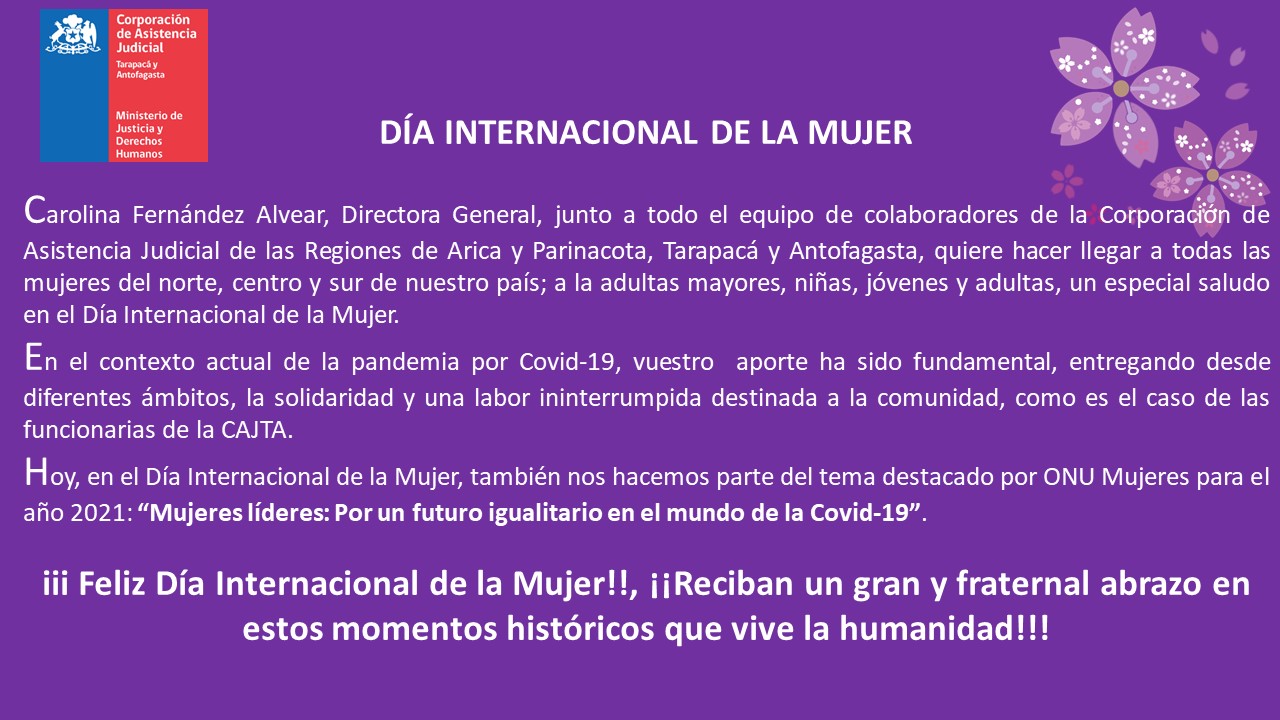 SALUDO EN EL DÍA INTERNACIONAL DE LA MUJER