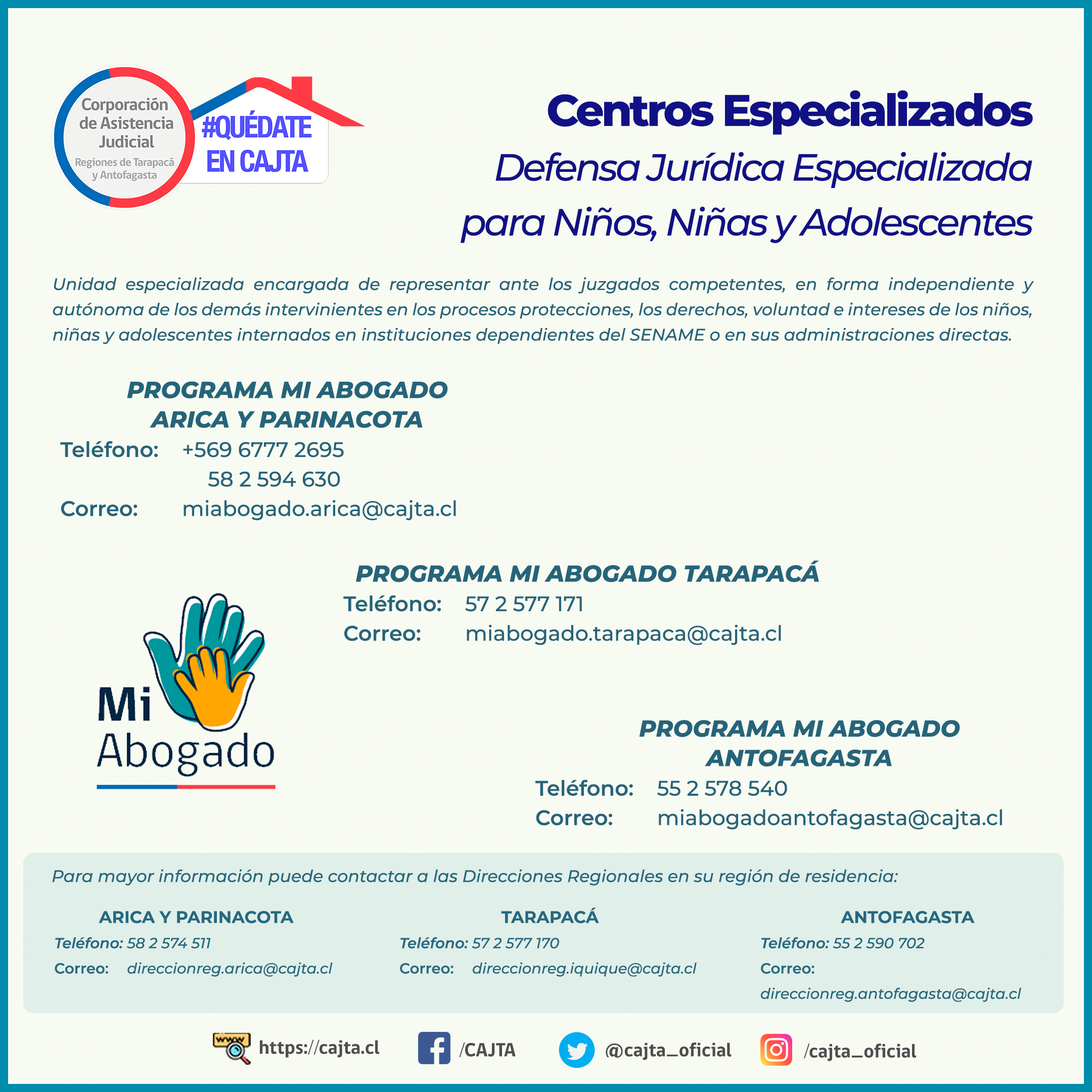 Programa Mi Abogado, representa a niños, niñas y adolescentes ante tribunales.