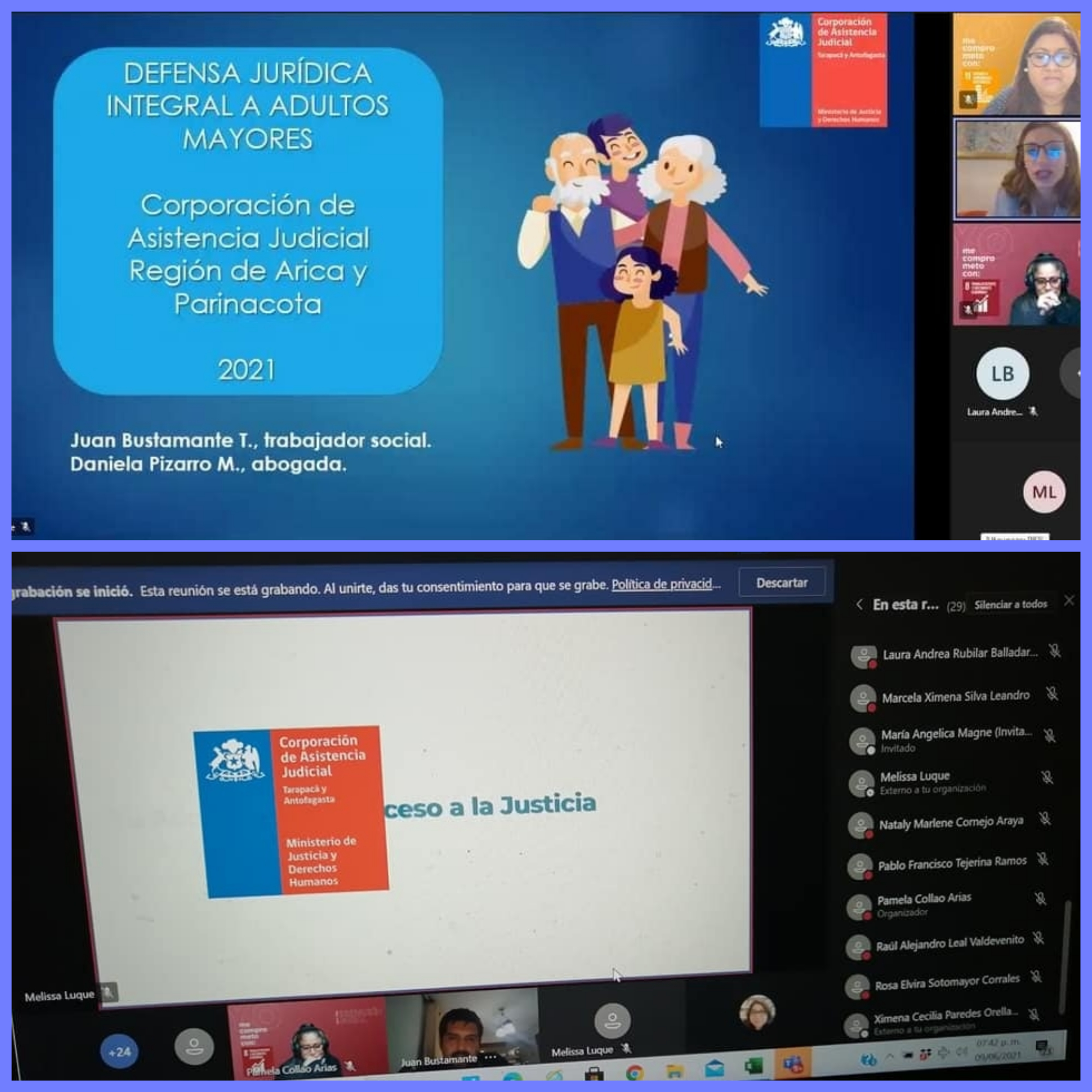 Programa de Defensa Jurídica Integral al Adulto Mayor realiza charla sobre violencia intrafamiliar