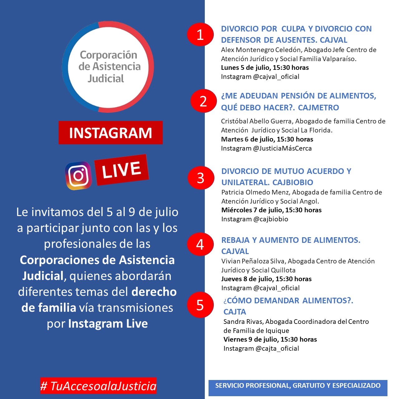 Invitamos del 5 al 9 de julio a nuestros Instagram Live