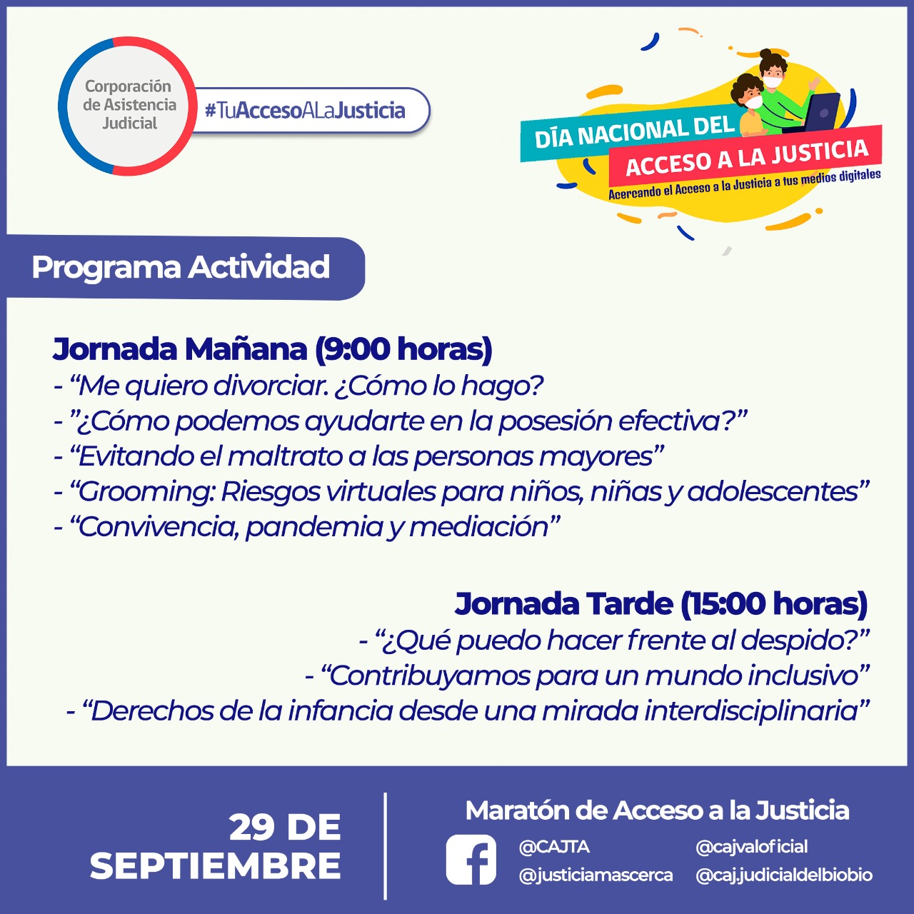 MAÑANA MIÉRCOLES 29 DE SEPTIEMBRE DESDE LAS 9 HORAS