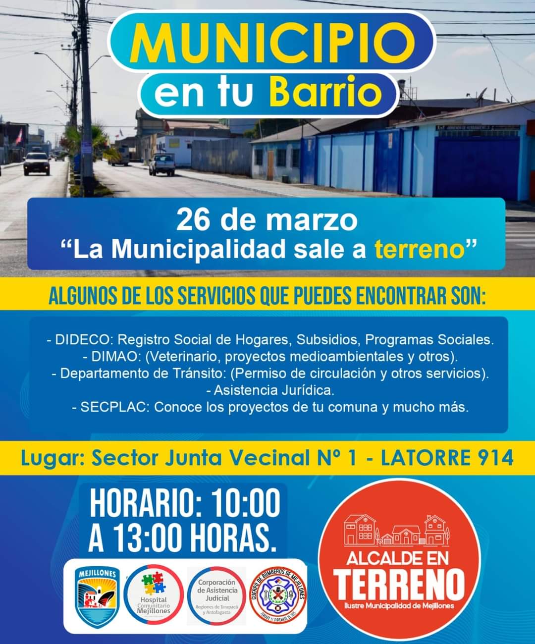 CAJTA invita a la actividad en terreno: MUNICIPIO EN TU BARRIO en Mejillones