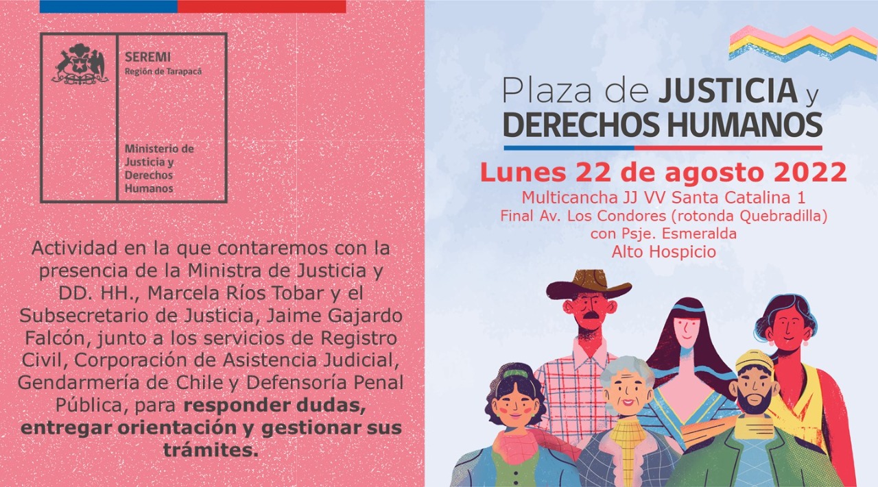 Lunes 22 de agosto Plaza de Justicia y Derechos Humanos en Alto Hospicio
