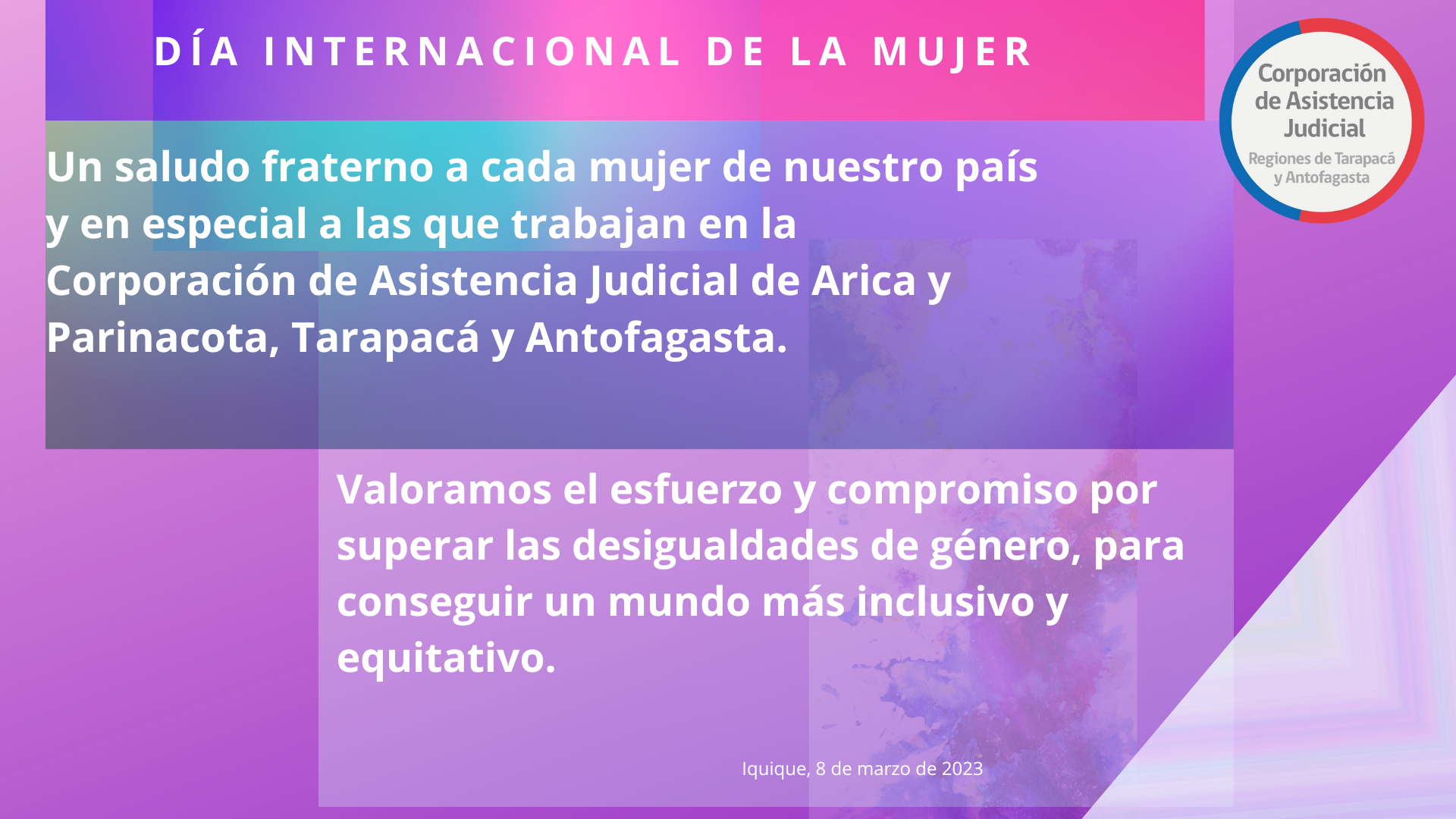 Saludo de la CAJTA en  el Día Internacional de la Mujer 2023