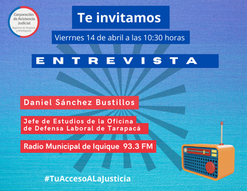 TE INVITAMOS a seguir al Abogado Jefe de Estudios de la Oficina de Defensa Laboral de Tarapacá