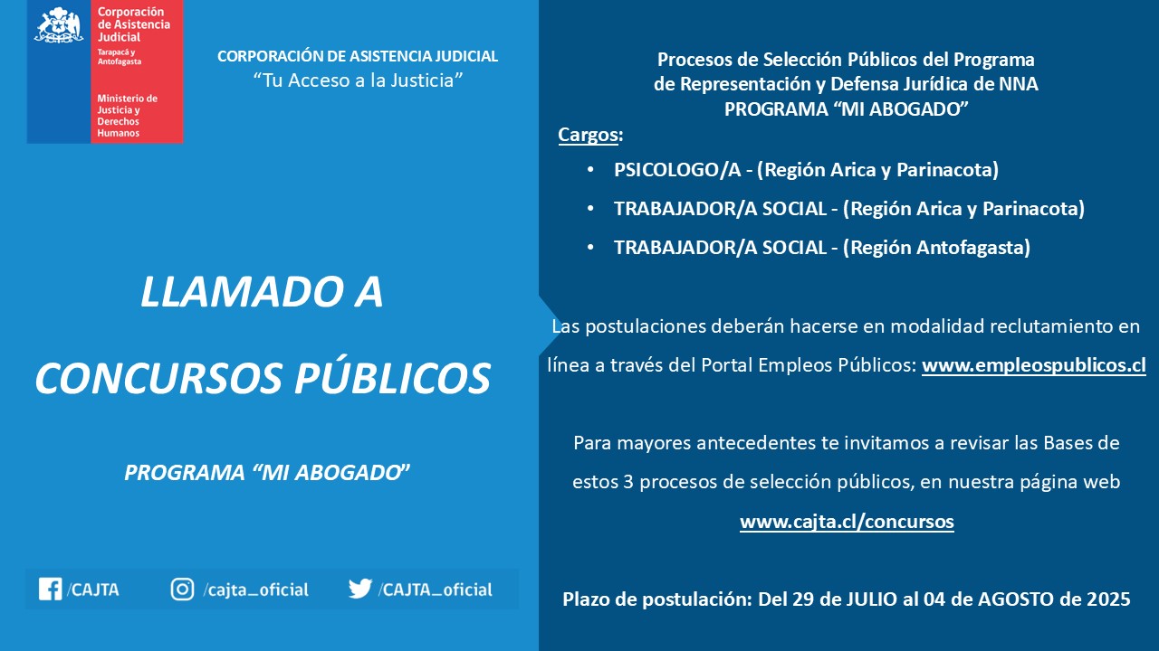 LLAMADO A CONCURSOS PÚBLICOS PROGRAMA MI ABOGADO