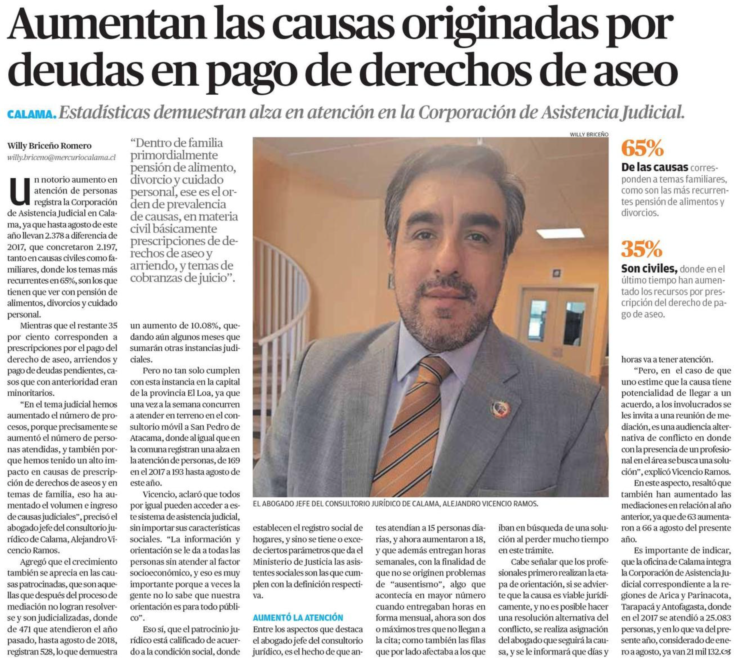 Publicación en diario el Mercurio de Calama