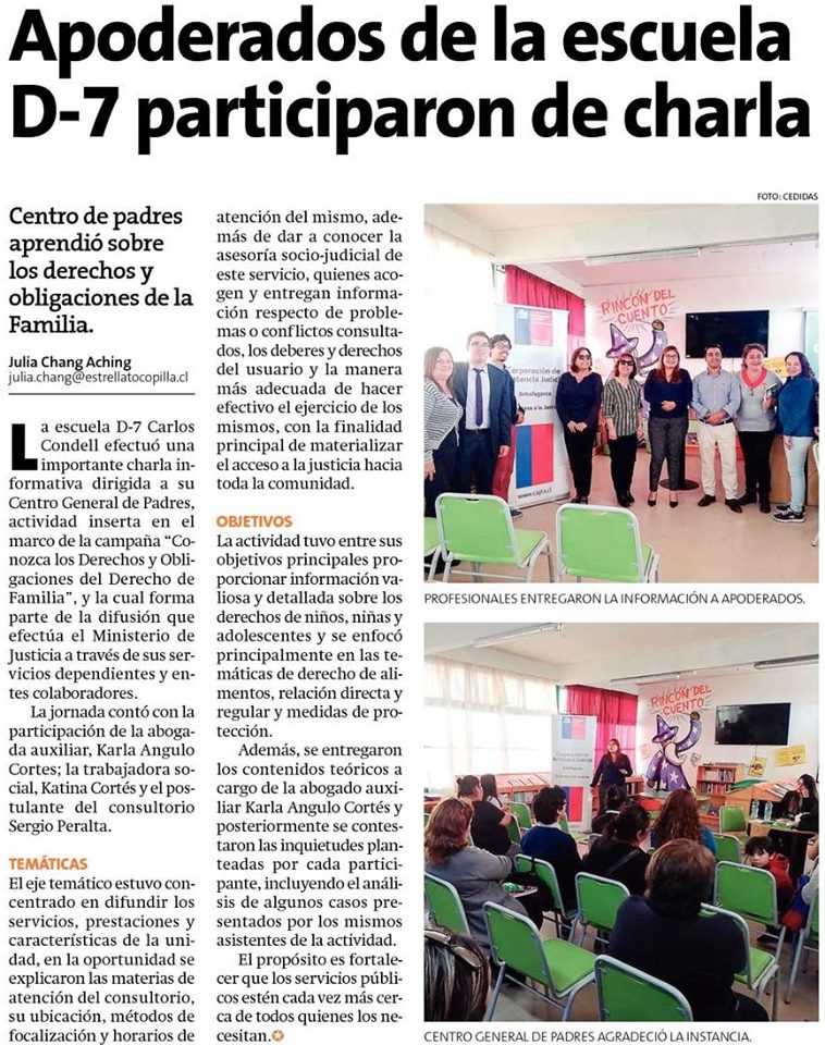 CAJTA Presente en la escuela D-7 Carlos Condell de Tocopilla