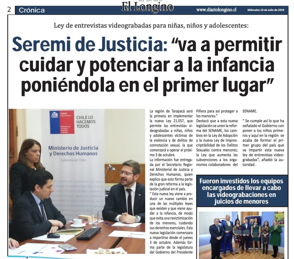 Publicación en Facebook de Seremi de Justicia y Derechos Humanos Tarapacá