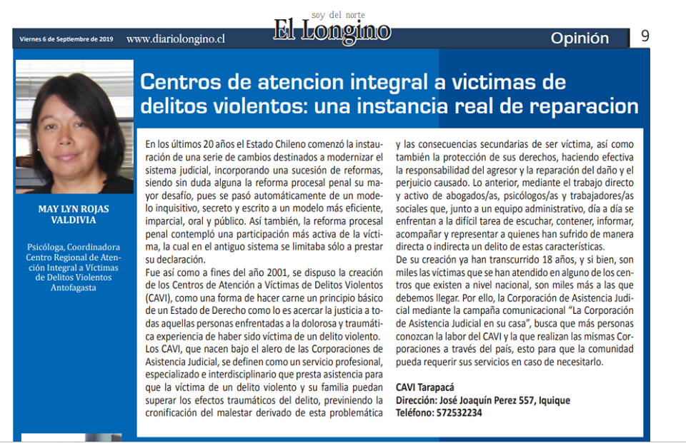 Publicación en Diario El Longino